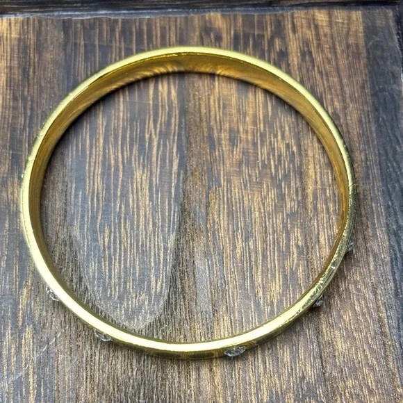 kate spade Gold Bangle with Black Enamel dots, ♠️ & Crystal Accents - Picture 3 of 8
